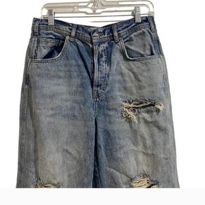 WE The Free Distressed Button Fly Raw Hem Wide Leg Jeans Sz 28